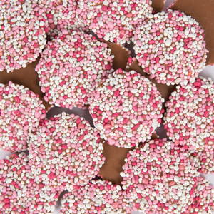 Geboorte chocolade flikken groot met roze muisjes